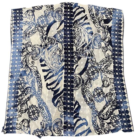Chico’s Kimono Blue Filigree Burnout Ruana Wrap Women's Size S/M - Picture 7 of 15